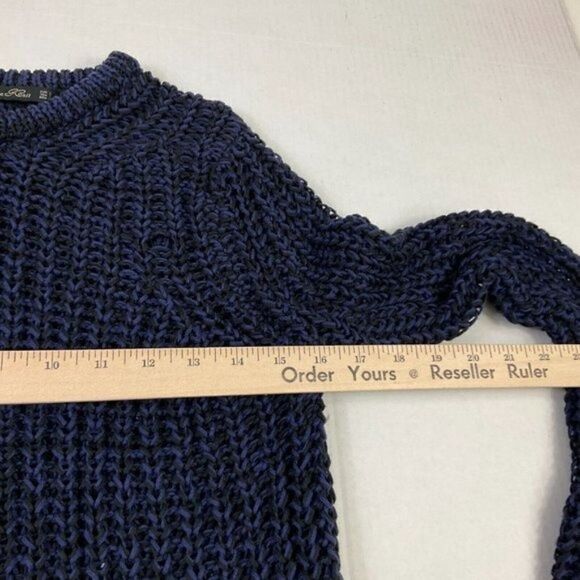 Zara Womens Cable Knit Tunic Sweater Black Blue Long Sleeve Pullover S Small - Picture 8 of 11